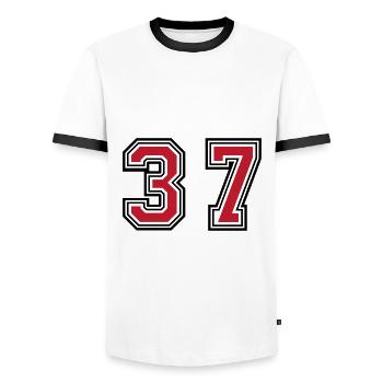 37 symboles numériques - T-shirt contrasté Homme - blanc/noir - Devant - AI Model Female 172 light (172cm) & AI Model Male 178 dark (178cm)
