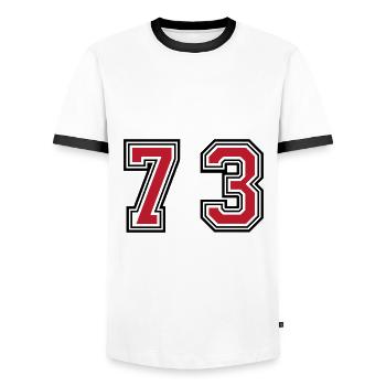 73 Symbole numérique - T-shirt contrasté Homme - blanc/noir - Devant - AI Model Female 172 light (172cm) & AI Model Male 178 dark (178cm)
