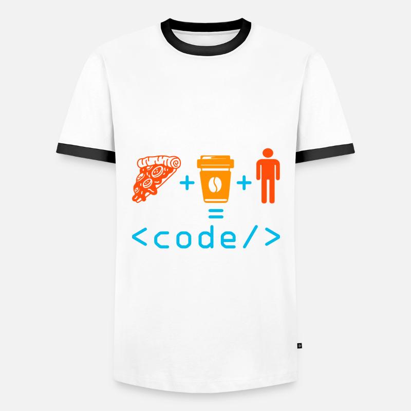 Programmeur, Codeur, Ordinateur, Nerd, Geek, Codage, Drôle - T-shirt contrasté Homme - blanc/noir