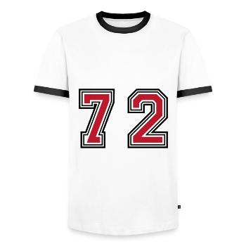 72 Zahl Symbol - Männer Kontrast-T-Shirt - Weiß/Schwarz - Vorne - AI Model Female 172 light (172cm) & AI Model Male 178 dark (178cm)