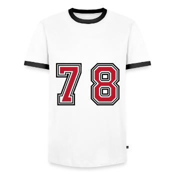 78 Number Symbol - Men's Ringer Shirt - white/black - Front - AI Model Female 172 light (172cm) & AI Model Male 178 dark (178cm)