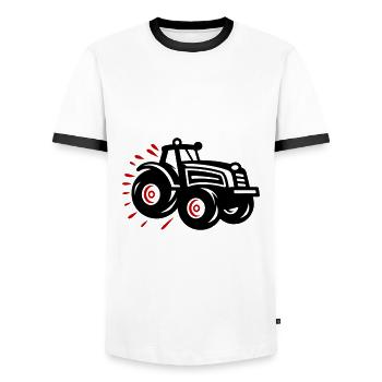 Tracteur Agriculteur Silhouette Agriculteur - T-shirt contrasté Homme - blanc/noir - Devant - AI Model Female 172 light (172cm) & AI Model Male 178 dark (178cm)