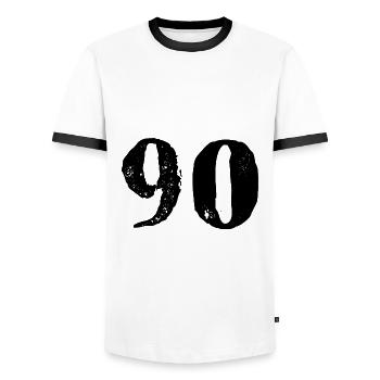 90 number jersey - Men's Ringer Shirt - white/black - Front - AI Model Female 172 light (172cm) & AI Model Male 178 dark (178cm)
