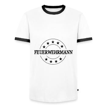 Feuerwehrmann Feuerwehr - Männer Kontrast-T-Shirt - Weiß/Schwarz - Vorne - AI Model Female 172 light (172cm) & AI Model Male 178 dark (178cm)