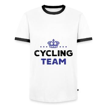 Cycling Team - Men's Ringer Shirt - white/black - Front - AI Model Female 172 light (172cm) & AI Model Male 178 dark (178cm)