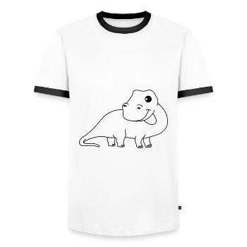 Dinosaur brontosaurus Comic - Men's Ringer Shirt - white/black - Front - AI Model Female 172 light (172cm) & AI Model Male 178 dark (178cm)