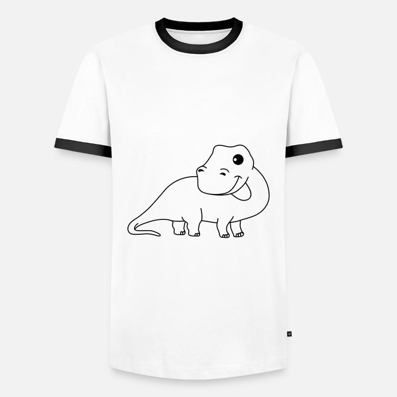 Dinosaur brontosaurus Comic - Men's Ringer Shirt - white/black