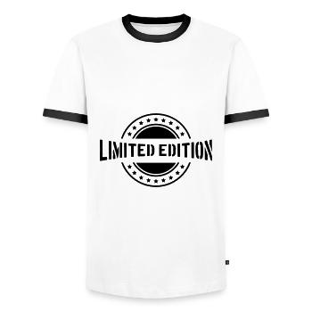 Limited Edition - Men's Ringer Shirt - white/black - Front - AI Model Female 172 light (172cm) & AI Model Male 178 dark (178cm)