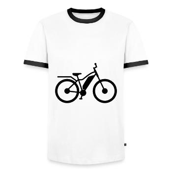 ebike fahrrad - Männer Kontrast-T-Shirt - Weiß/Schwarz - Vorne - AI Model Female 172 light (172cm) & AI Model Male 178 dark (178cm)