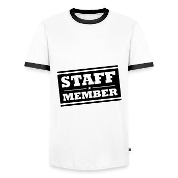 Membres du personnel - T-shirt contrasté Homme - blanc/noir - Devant - AI Model Female 172 light (172cm) & AI Model Male 178 dark (178cm)
