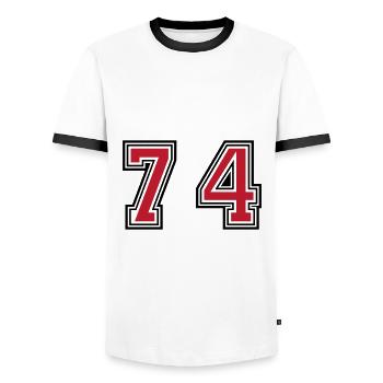 74 Symbole numérique - T-shirt contrasté Homme - blanc/noir - Devant - AI Model Female 172 light (172cm) & AI Model Male 178 dark (178cm)