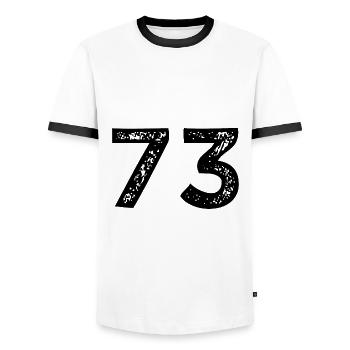Maillot à 73 numéros - T-shirt contrasté Homme - blanc/noir - Devant - AI Model Female 172 light (172cm) & AI Model Male 178 dark (178cm)