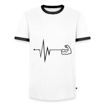 Muscles dumbbell pulse - Men's Ringer Shirt - white/black - Front - AI Model Female 172 light (172cm) & AI Model Male 178 dark (178cm)