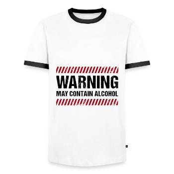 Warning May Contain Alcohol - Männer Kontrast-T-Shirt - Weiß/Schwarz - Vorne - AI Model Female 172 light (172cm) & AI Model Male 178 dark (178cm)