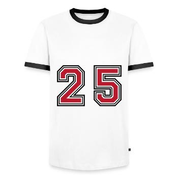 25 Zahl symbol - Männer Kontrast-T-Shirt - Weiß/Schwarz - Vorne - AI Model Female 172 light (172cm) & AI Model Male 178 dark (178cm)