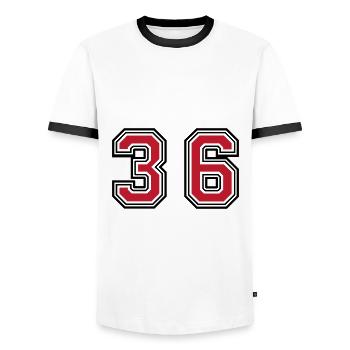 36 Symbole numérique - T-shirt contrasté Homme - blanc/noir - Devant - AI Model Female 172 light (172cm) & AI Model Male 178 dark (178cm)