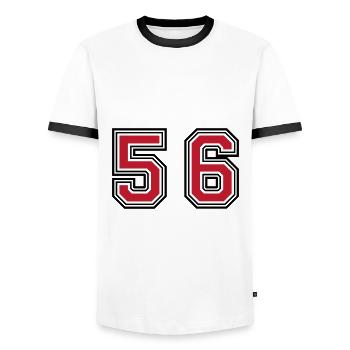 56 Symbole numérique - T-shirt contrasté Homme - blanc/noir - Devant - AI Model Female 172 light (172cm) & AI Model Male 178 dark (178cm)
