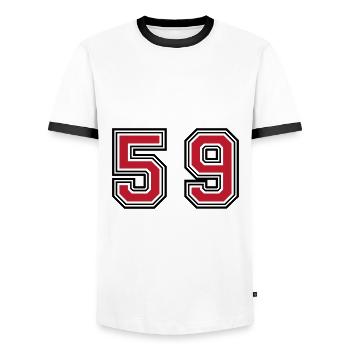 59 Number Symbol - Men's Ringer Shirt - white/black - Front - AI Model Female 172 light (172cm) & AI Model Male 178 dark (178cm)