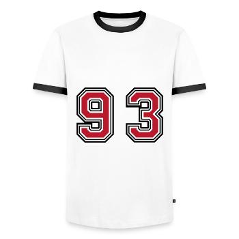 93 Symbole numérique - T-shirt contrasté Homme - blanc/noir - Devant - AI Model Female 172 light (172cm) & AI Model Male 178 dark (178cm)