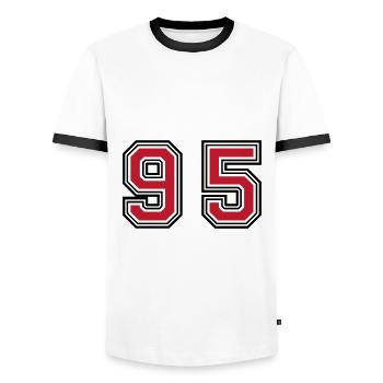 95 Symbole numérique - T-shirt contrasté Homme - blanc/noir - Devant - AI Model Female 172 light (172cm) & AI Model Male 178 dark (178cm)