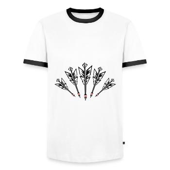 Dartpfeile Symbol Darts Team - Männer Kontrast-T-Shirt - Weiß/Schwarz - Vorne - AI Model Female 172 light (172cm) & AI Model Male 178 dark (178cm)
