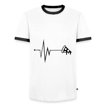 Pizza Puls Silhouette - T-shirt contrasté Homme - blanc/noir - Devant - AI Model Female 172 light (172cm) & AI Model Male 178 dark (178cm)