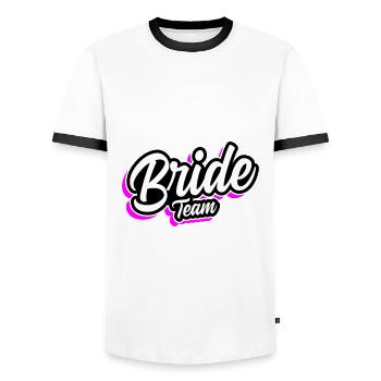 Team Bride Wedding Saying - Men's Ringer Shirt - white/black - Front - AI Model Female 172 light (172cm) & AI Model Male 178 dark (178cm)