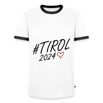 Tyrol 2024 Heart Journey - Men's Ringer Shirt - white/black - Front - AI Model Female 172 light (172cm) & AI Model Male 178 dark (178cm)