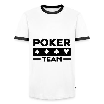 poker team - Men's Ringer Shirt - white/black - Front - AI Model Female 172 light (172cm) & AI Model Male 178 dark (178cm)