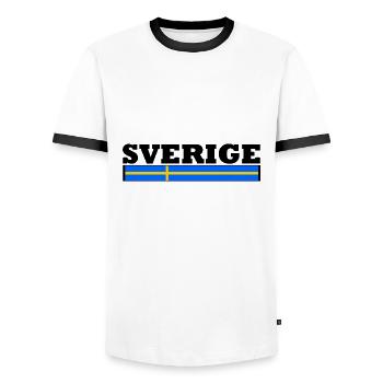 Schweden Flagge - Männer Kontrast-T-Shirt - Weiß/Schwarz - Vorne - AI Model Female 172 light (172cm) & AI Model Male 178 dark (178cm)