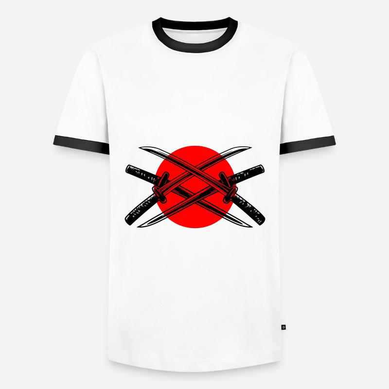 Élément d’épée de samouraï - T-shirt contrasté Homme - blanc/noir