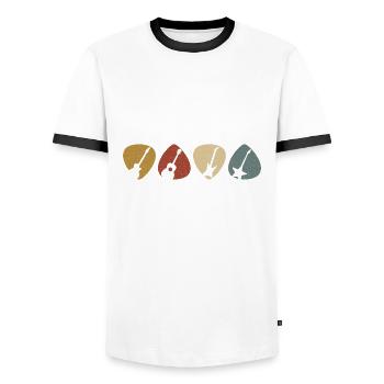 E-Gitarre Gitarrist Gitarre Vintage Geschenk - Männer Kontrast-T-Shirt - Weiß/Schwarz - Vorne - AI Model Female 172 light (172cm) & AI Model Male 178 dark (178cm)