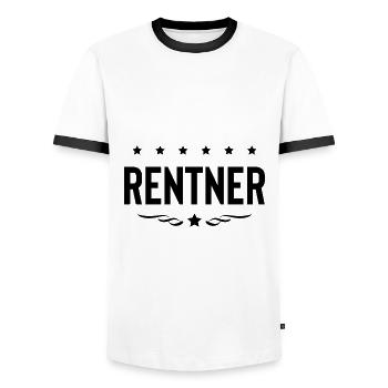 Rentner Rente - Männer Kontrast-T-Shirt - Weiß/Schwarz - Vorne - AI Model Female 172 light (172cm) & AI Model Male 178 dark (178cm)