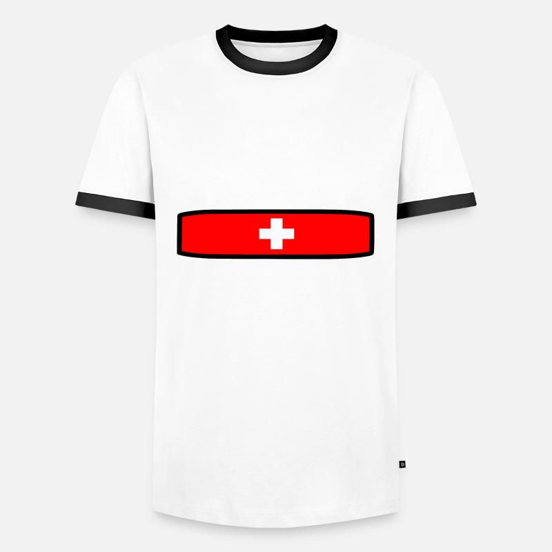 Schweizer Flagge - Männer Kontrast-T-Shirt - Weiß/Schwarz