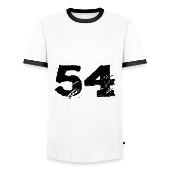 54 Maillot numéro - T-shirt contrasté Homme - blanc/noir - Devant - AI Model Female 172 light (172cm) & AI Model Male 178 dark (178cm)