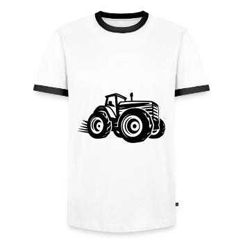 Tractor Silhouette Agriculture - Men's Ringer Shirt - white/black - Front - AI Model Female 172 light (172cm) & AI Model Male 178 dark (178cm)