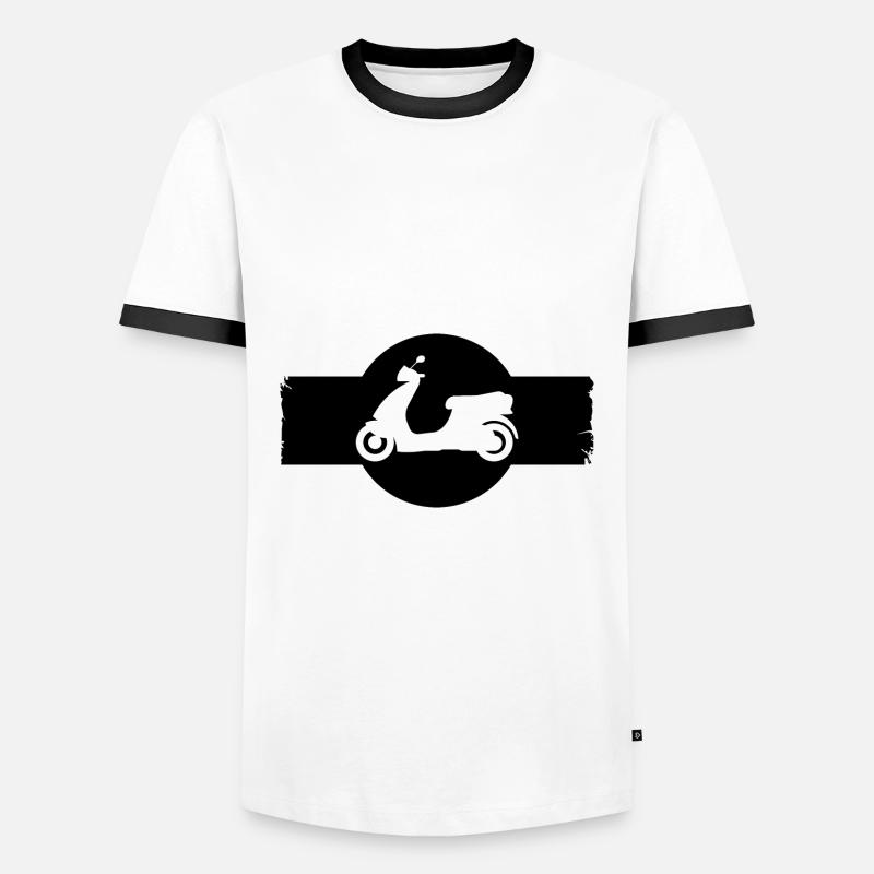 Mofa - Motorroller - Moped - Männer Kontrast-T-Shirt - Weiß/Schwarz