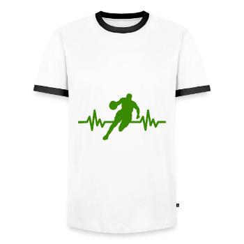Haertbeat Basketball - USA - Team Sport - Hoops - Männer Kontrast-T-Shirt - Weiß/Schwarz - Vorne - AI Model Female 172 light (172cm) & AI Model Male 178 dark (178cm)