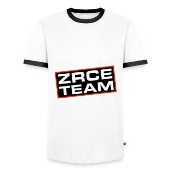 Zrce Team - Männer Kontrast-T-Shirt - Weiß/Schwarz - Vorne - AI Model Female 172 light (172cm) & AI Model Male 178 dark (178cm)
