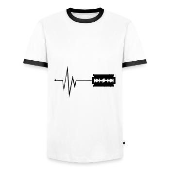 Razor blade pulse - Men's Ringer Shirt - white/black - Front - AI Model Female 172 light (172cm) & AI Model Male 178 dark (178cm)