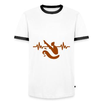 Heartbeat diver - water sports athlete - Men's Ringer Shirt - white/black - Front - AI Model Female 172 light (172cm) & AI Model Male 178 dark (178cm)