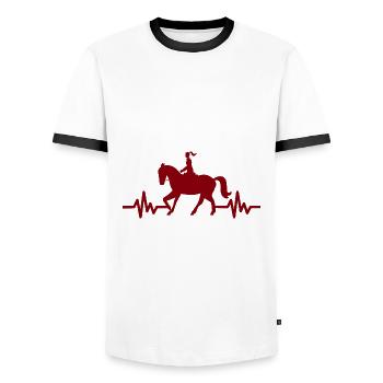 Heartbeat - Étalon Cheval Jument Ross Polo - T-shirt contrasté Homme - blanc/noir - Devant - AI Model Female 172 light (172cm) & AI Model Male 178 dark (178cm)