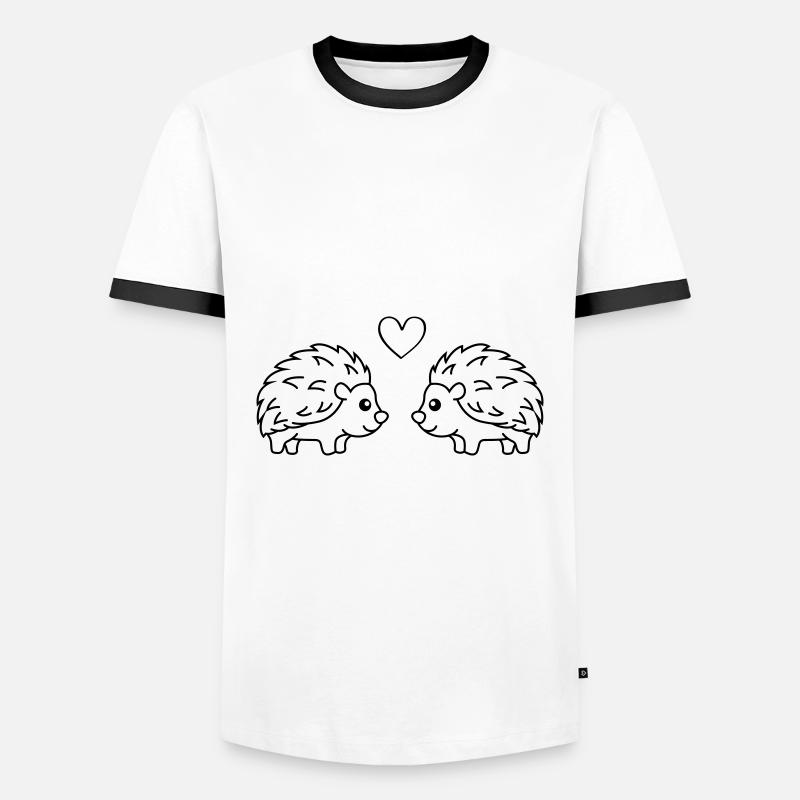 Igel Comic Paar Liebe - Männer Kontrast-T-Shirt - Weiß/Schwarz