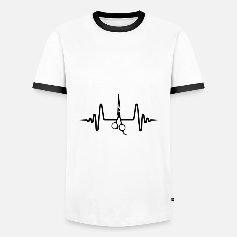 Schere Barber Puls - Männer Kontrast-T-Shirt - Weiß/Schwarz