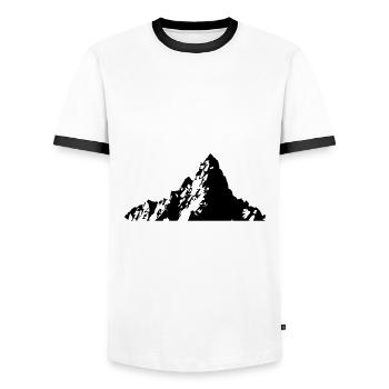 Berg Silhouette Symbol Outdoor - Männer Kontrast-T-Shirt - Weiß/Schwarz - Vorne - AI Model Female 172 light (172cm) & AI Model Male 178 dark (178cm)