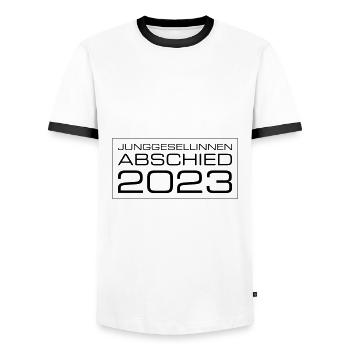 Junggesellinnen Abschied 2023 - Männer Kontrast-T-Shirt - Weiß/Schwarz - Vorne - AI Model Female 172 light (172cm) & AI Model Male 178 dark (178cm)