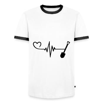 Shovel Pulse Heart Love - Men's Ringer Shirt - white/black - Front - AI Model Female 172 light (172cm) & AI Model Male 178 dark (178cm)