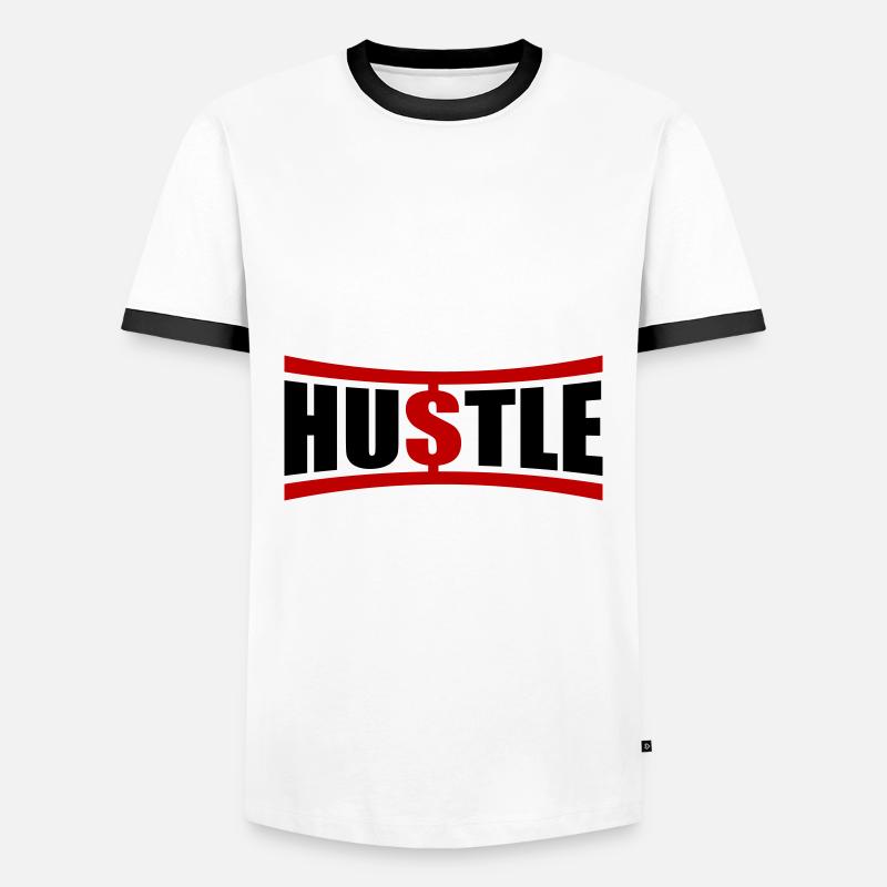 Hustle Saying - Men's Ringer Shirt - white/black