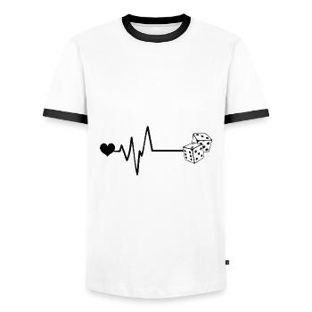 Dice Casino Pulse Heart Love - Men's Ringer Shirt - white/black - Front - AI Model Female 172 light (172cm) & AI Model Male 178 dark (178cm)