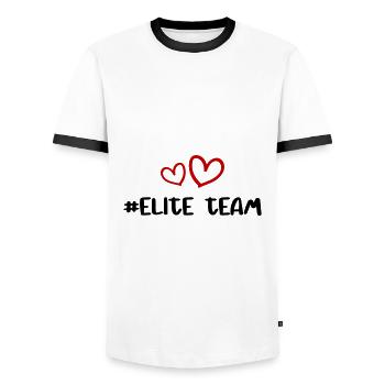 Elite Team Heart Love - Men's Ringer Shirt - white/black - Front - AI Model Female 172 light (172cm) & AI Model Male 178 dark (178cm)